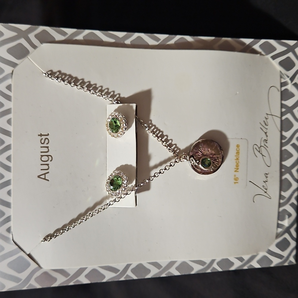 Vera Bradley Silver Necklace with Green Accents